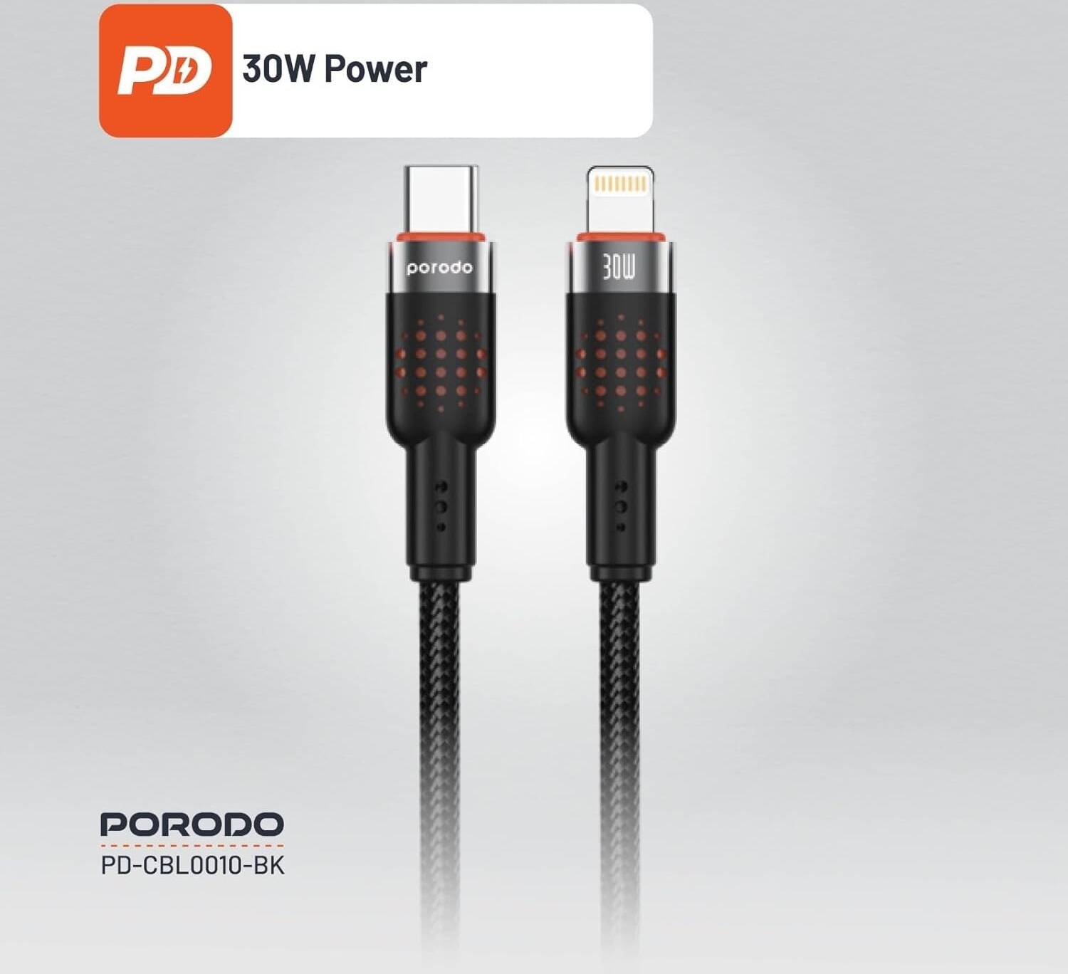 Porodo Aluminum Braided Cable Usb-C To Lightning