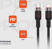 Porodo Aluminum Braided Cable Usb-C To Lightning