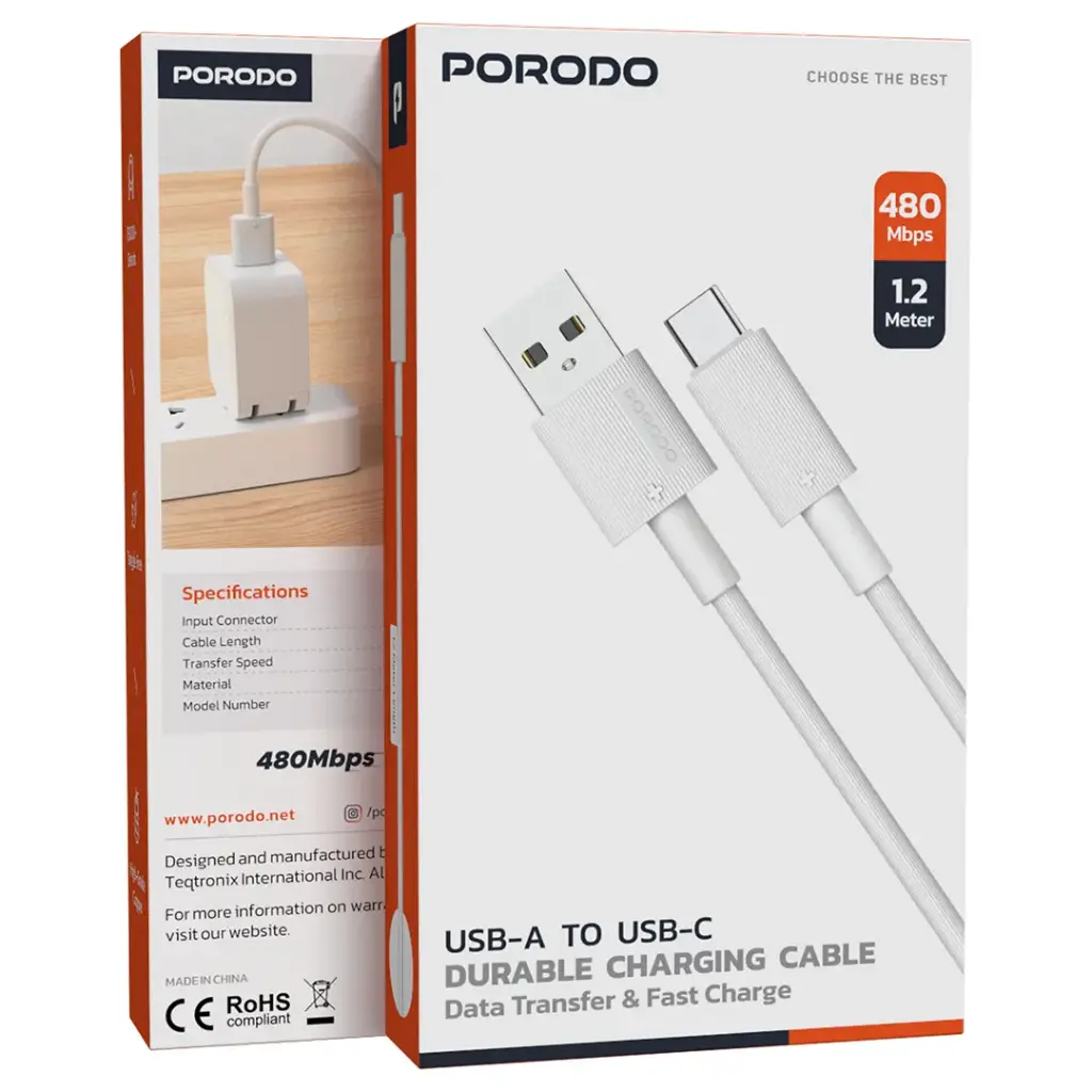 Porodo Usb-A To Type-C Durable Charging Cable