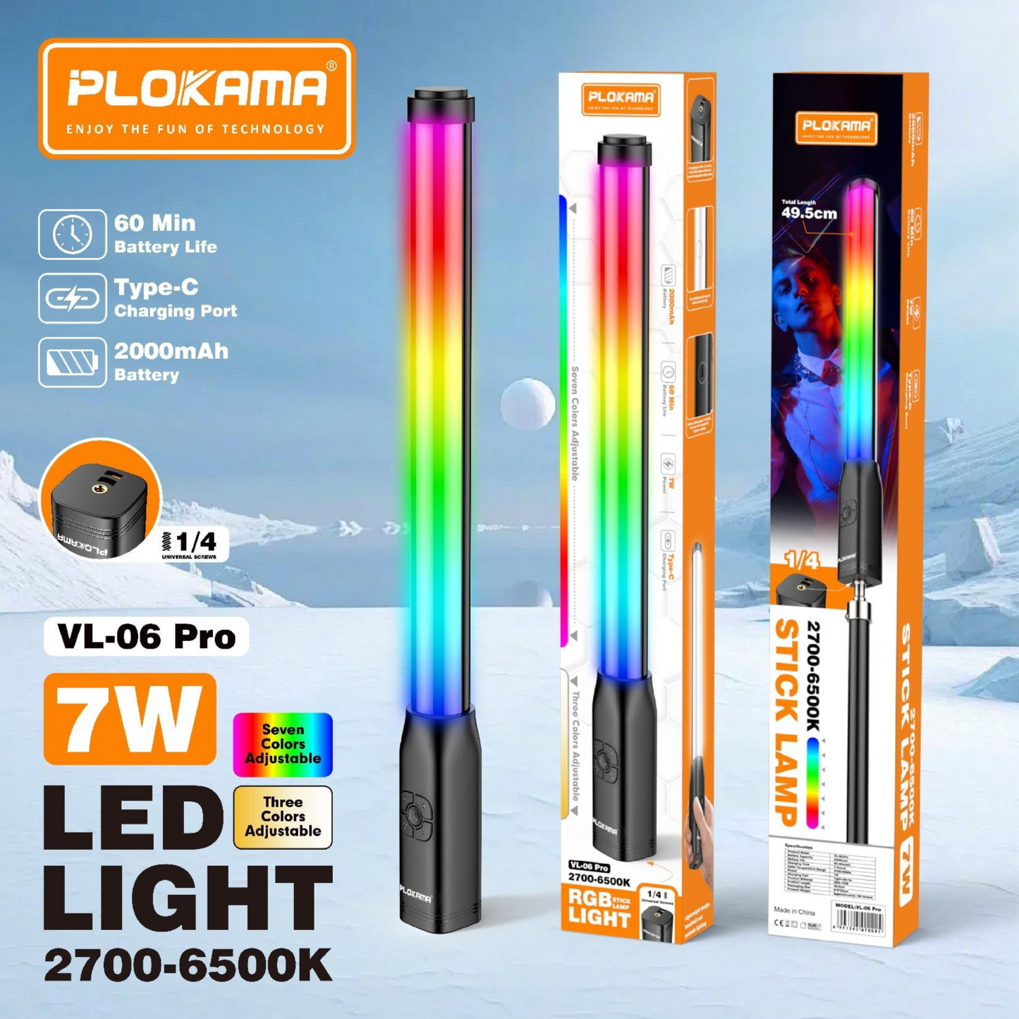 Plokama Vl‑06 Pro Handheld Rgb Led Light