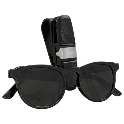 Green Lion Visor Guard Car Sunglasses Holder - Black