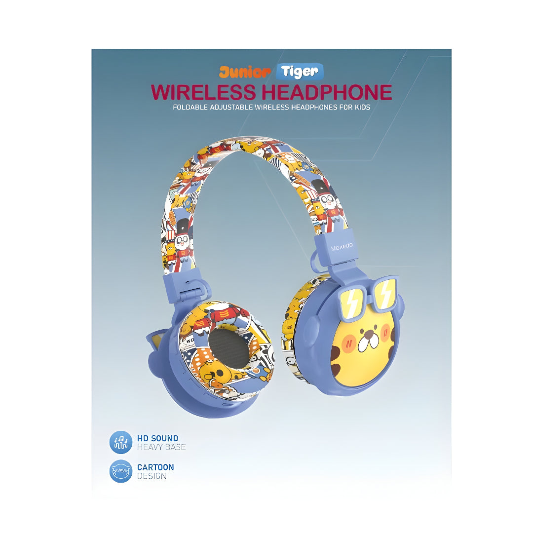 Moxedo Junior Tiger Wireless On-Ear Headphones For Kids - Blue
