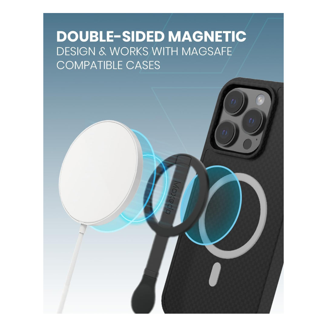 Moxedo Snap-On Magnetic Phone Grip Soft Silicone Grip-Black