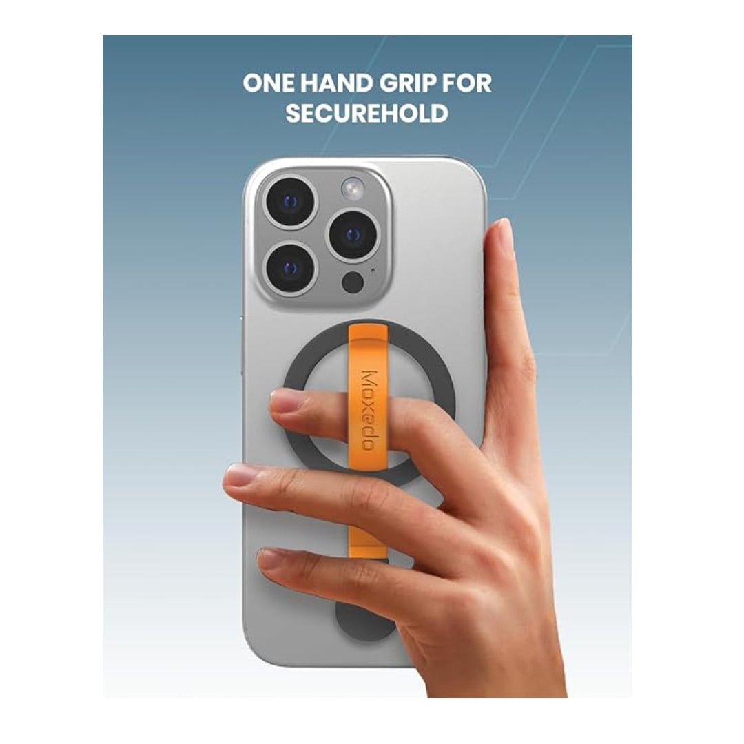 Moxedo Snap-On Magnetic Phone Grip Soft Silicone Grip-Orange