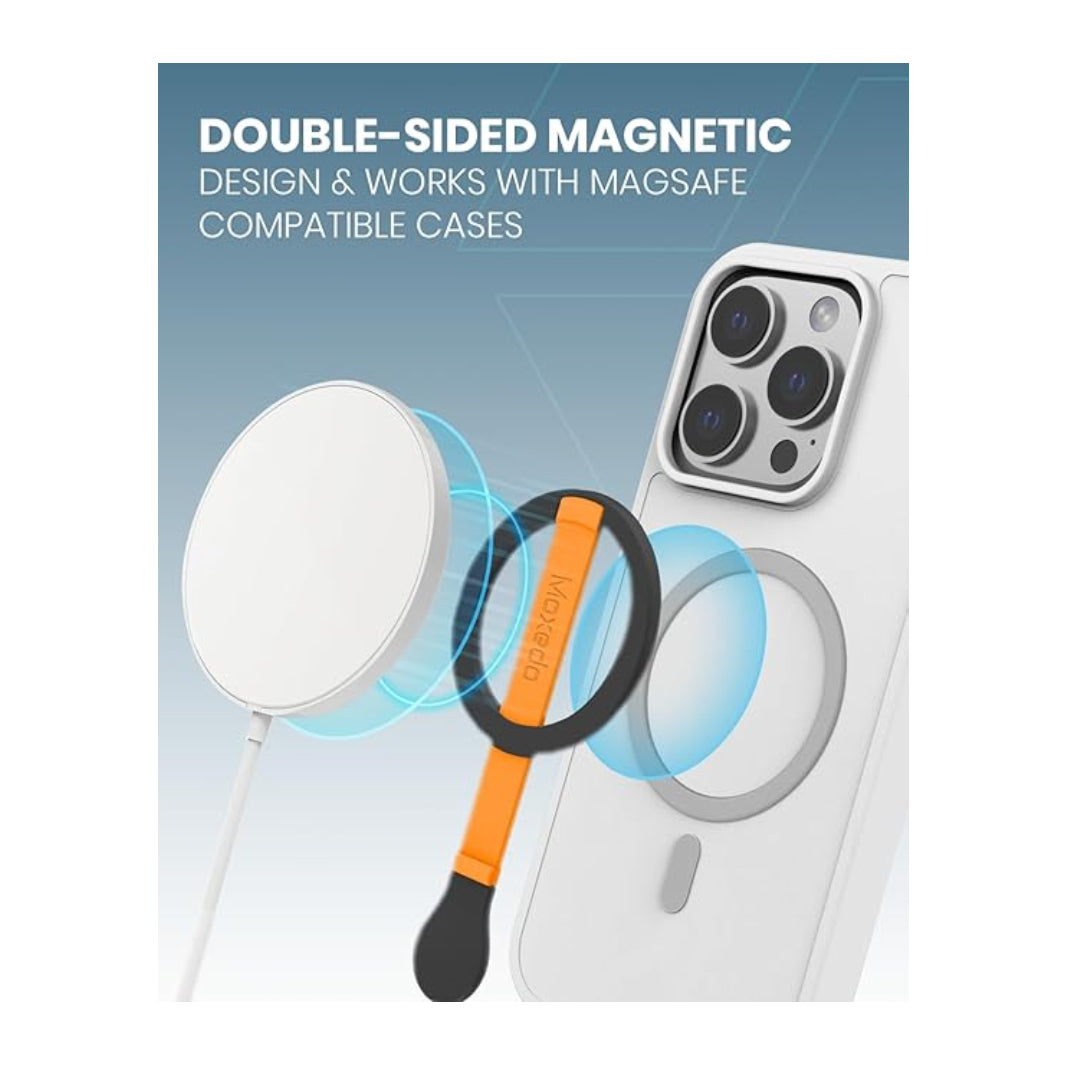 Moxedo Snap-On Magnetic Phone Grip Soft Silicone Grip-Orange