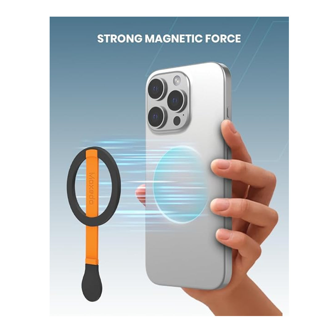 Moxedo Snap-On Magnetic Phone Grip Soft Silicone Grip-Orange