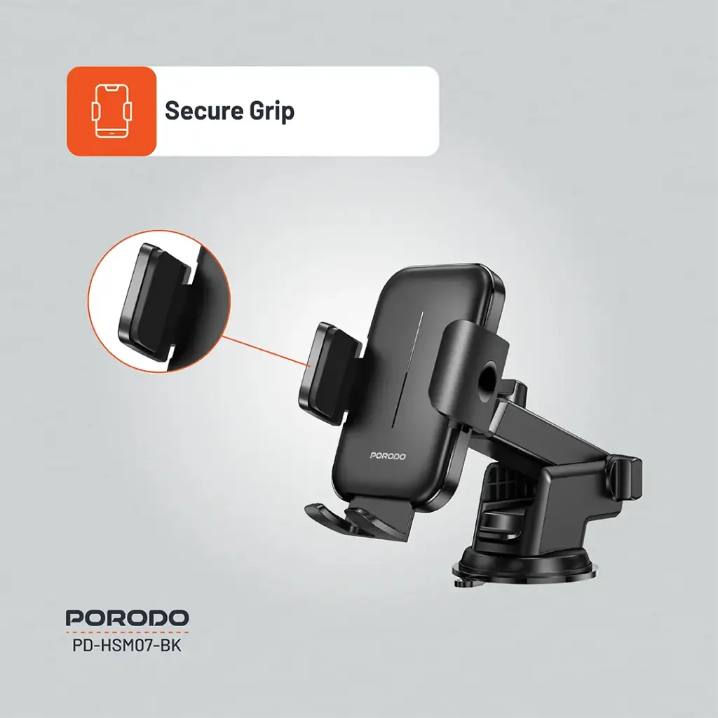 Porodo Adjustable Clamps Dash & Windshield Mount