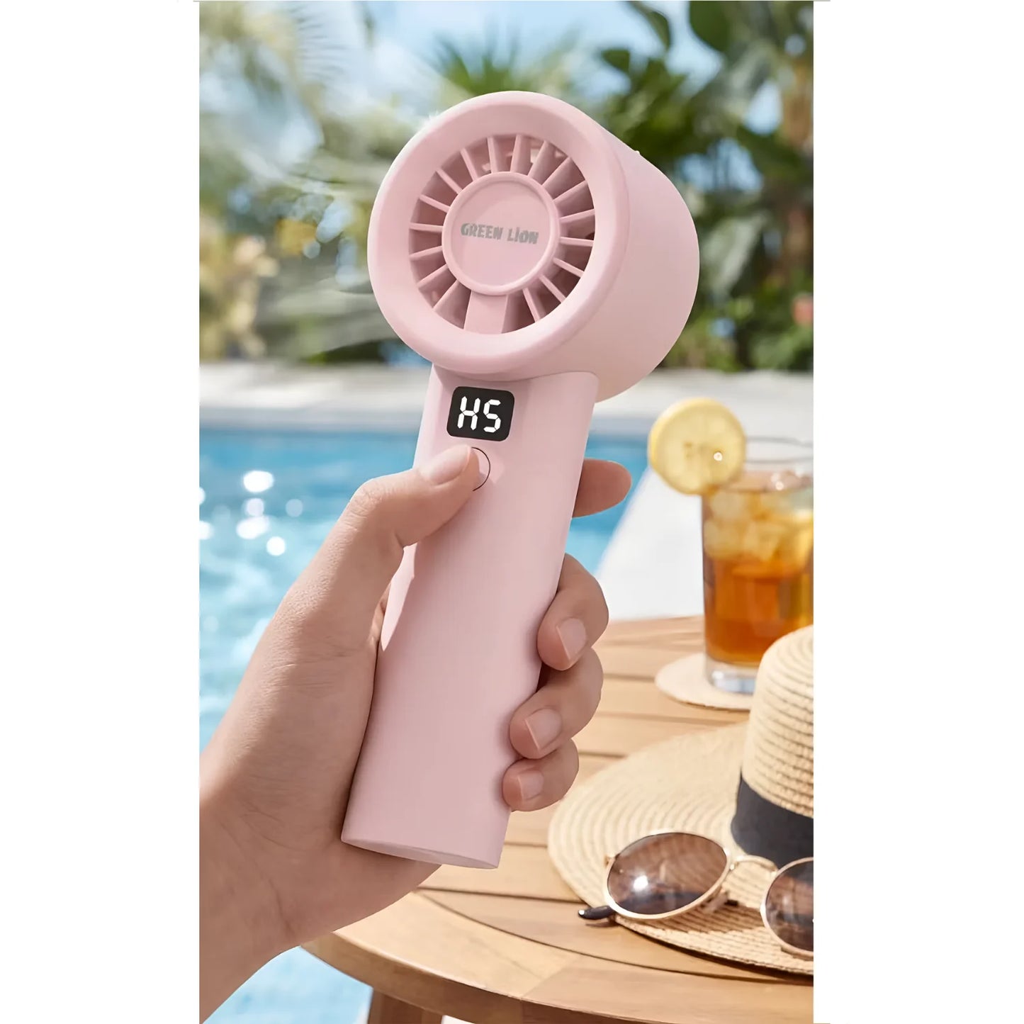 Green Lion Wind Mate Handheld Fan-Pink
