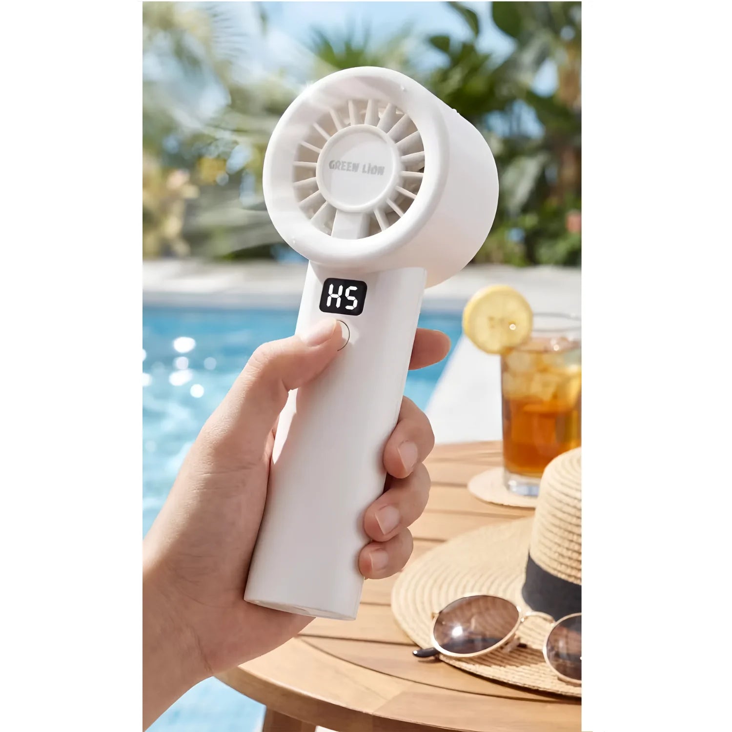 Green Lion Wind Mate Handheld Fan-White
