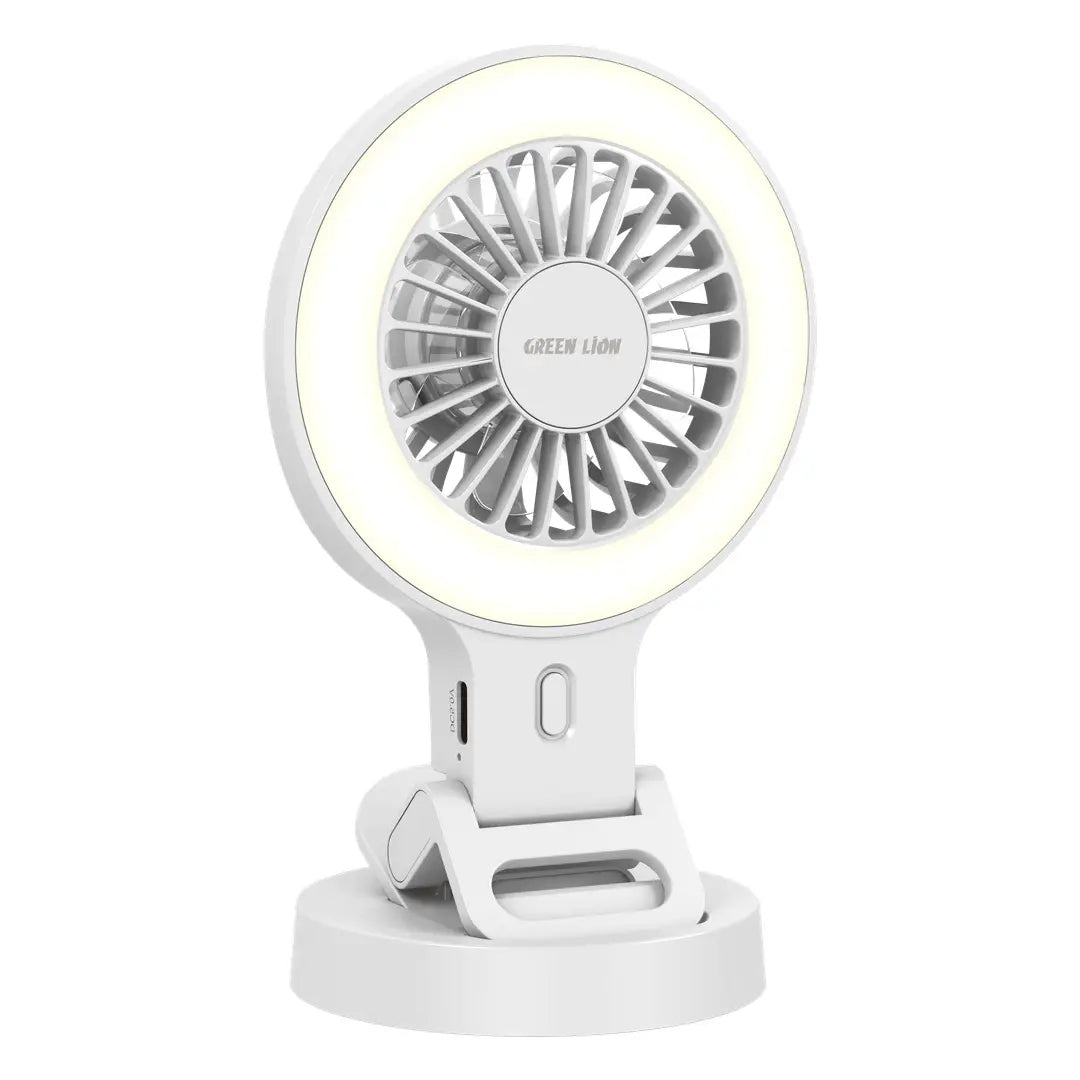 Green Lion Air Glow Clip On Rechargeable Fan-White