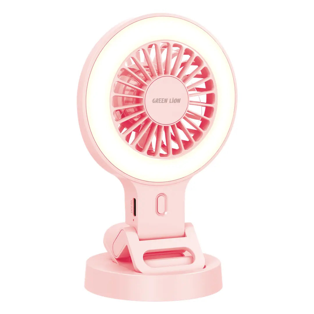 Green Lion Air Glow Clip-On Rechargeable Fan-Pink