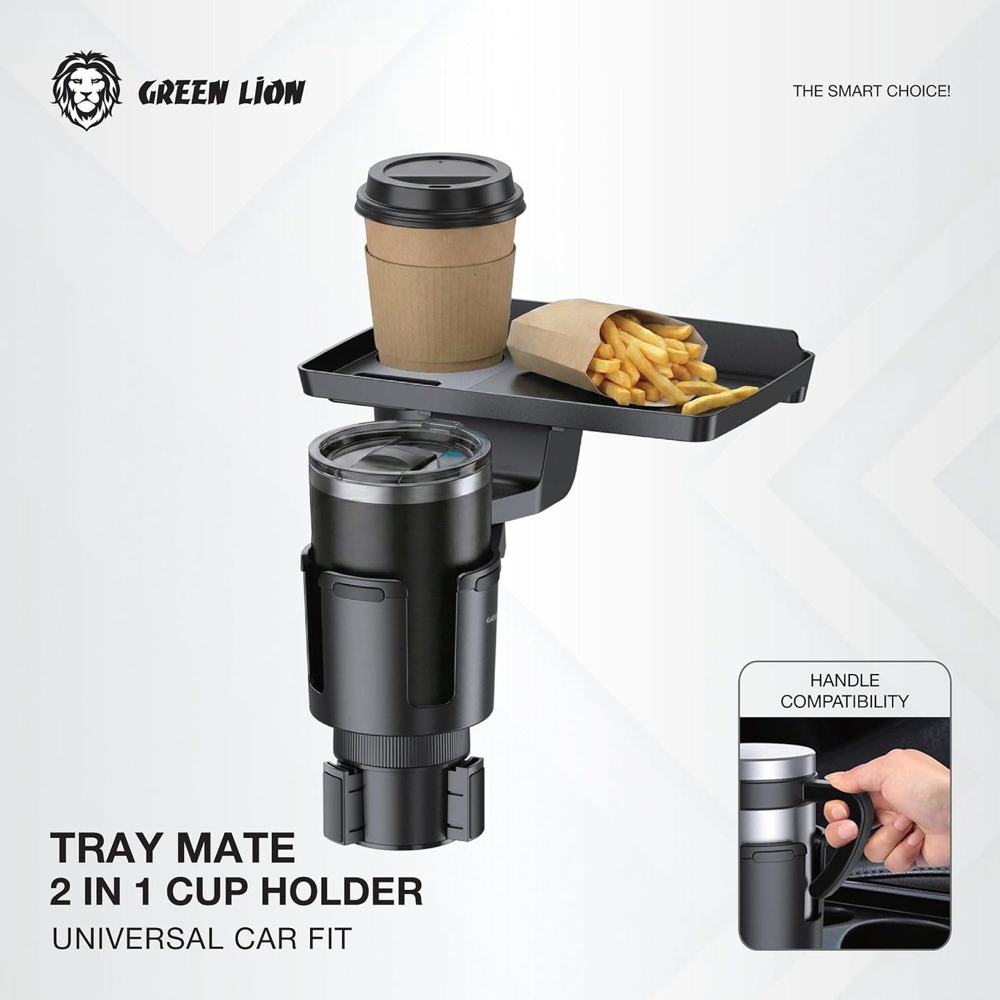 Green Lion Tray Mate 2-In-1 Cup Holder - Black