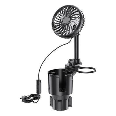 Green Lion Drive Fan Duo 2-In-1 Cup Holder With Car Fan - Black