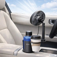 Green Lion Drive Fan Duo 2-In-1 Cup Holder With Car Fan - Black