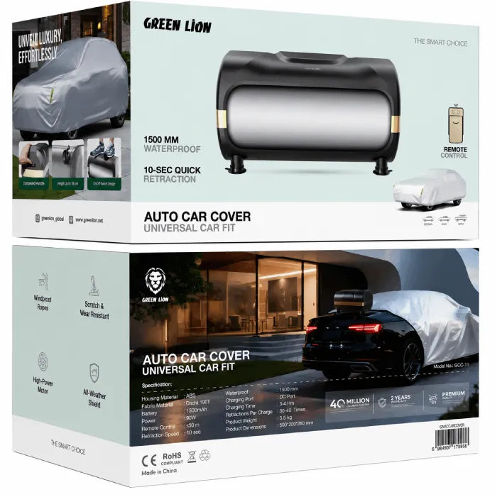 Green Lion Auto Car Cover With Remote Control - Black