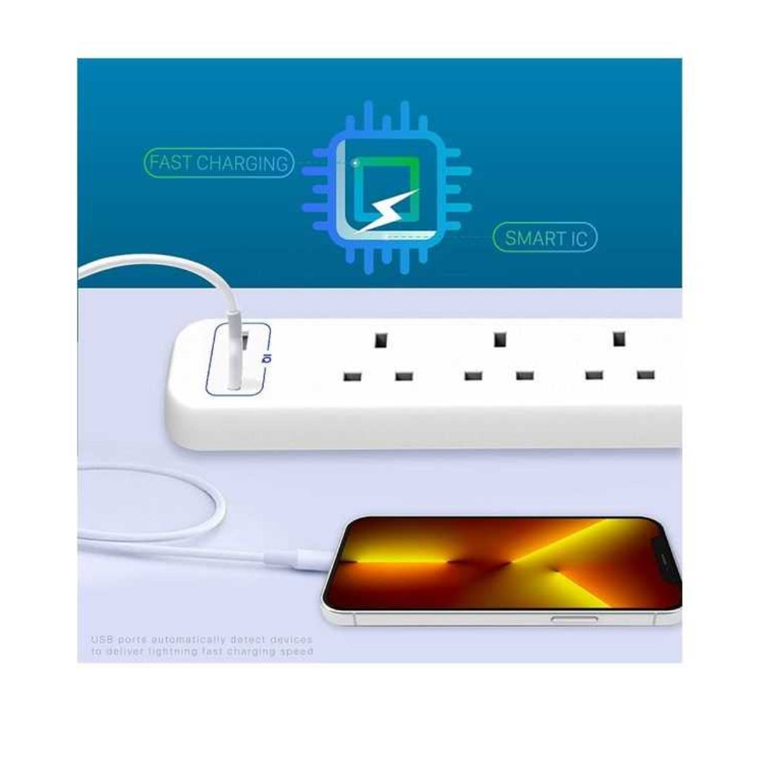 Remson Essential 6 Way 2 Usb Ports + 4 Ac Outlets Surge Protection Power Strip