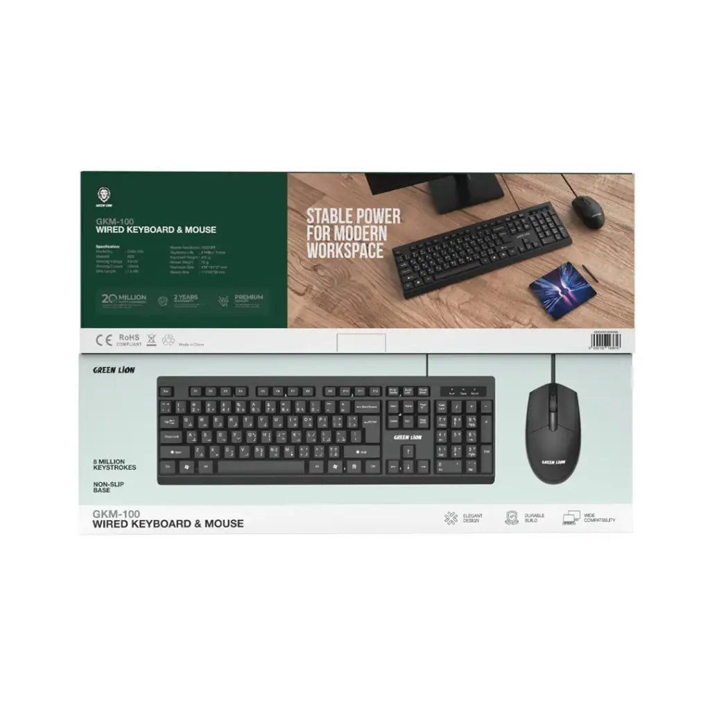 Green Lion Gkm-100 Wired Keyboard And Mouse
