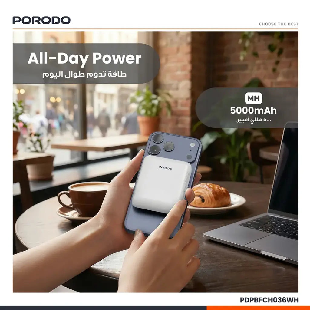 Porodo Sovo Magsafe Power Bank 5000Mah With Charging Led Light