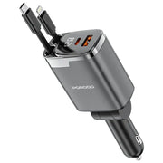 Porodo 111W Car Charger With Lightning & Type-C Retractable Cables