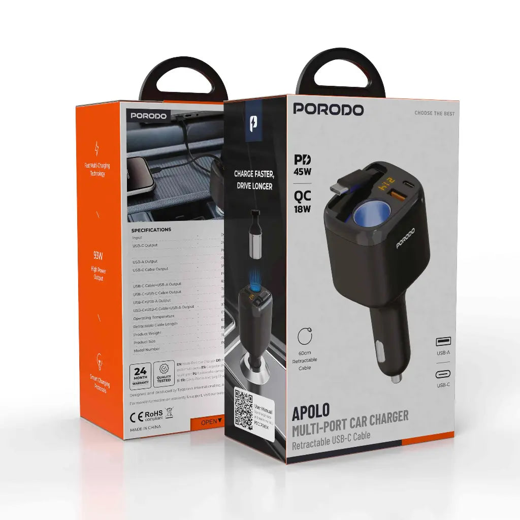 Porodo Apolo Multi-Port Car Charger 93W