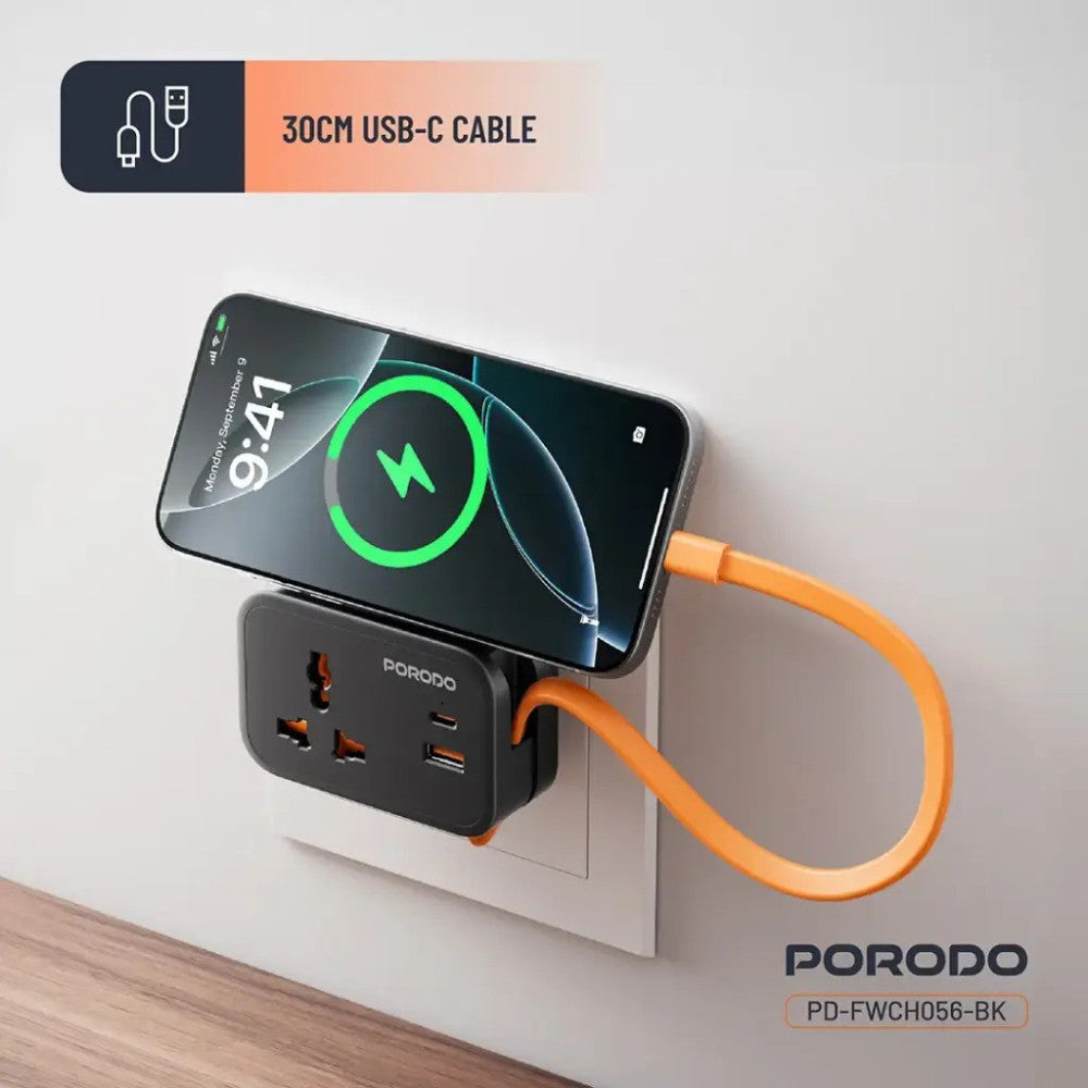 Porodo Universal Wall Socket - Black