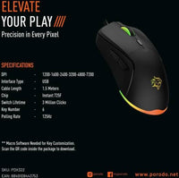 Porodo Gaming Wired Mouse Dpi 7200 With Rgb Light