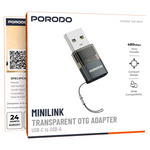 Porodo Minilink Transparent Otg Adapter Usb-c To Usb-a
