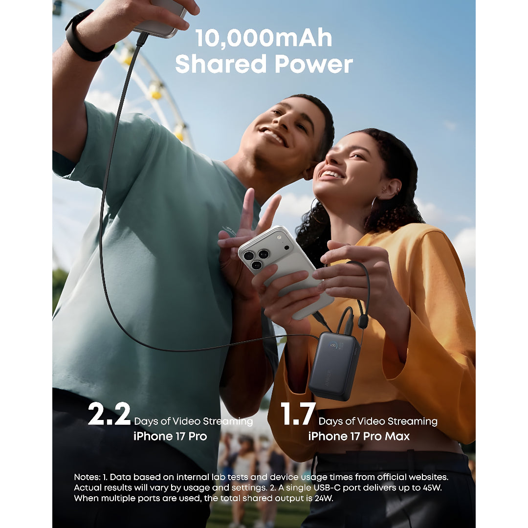 Anker 10K 45W Nano Power Bank Built-In Usb-C Cable A1638H11