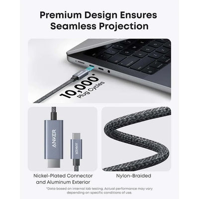 Anker Nano Usb-C To Hdmi Cable (6Ft,4K,Braided) Black